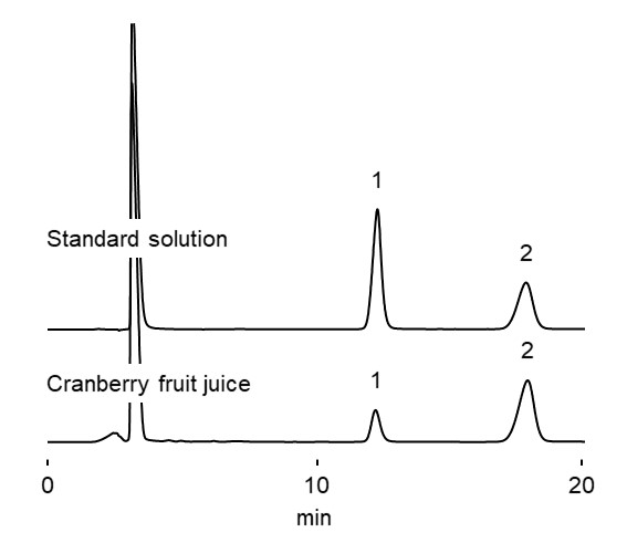 chromatogram of fructose and dextrose in cranberry fruit juice